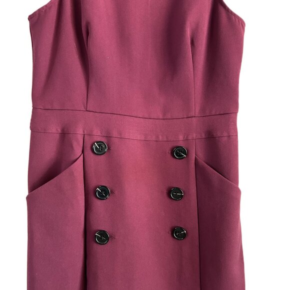 Banana Republic | Burgundy‎ Button Accent Pocket Sheath Dress | Size 6 - Women's - Picture 4 of 9